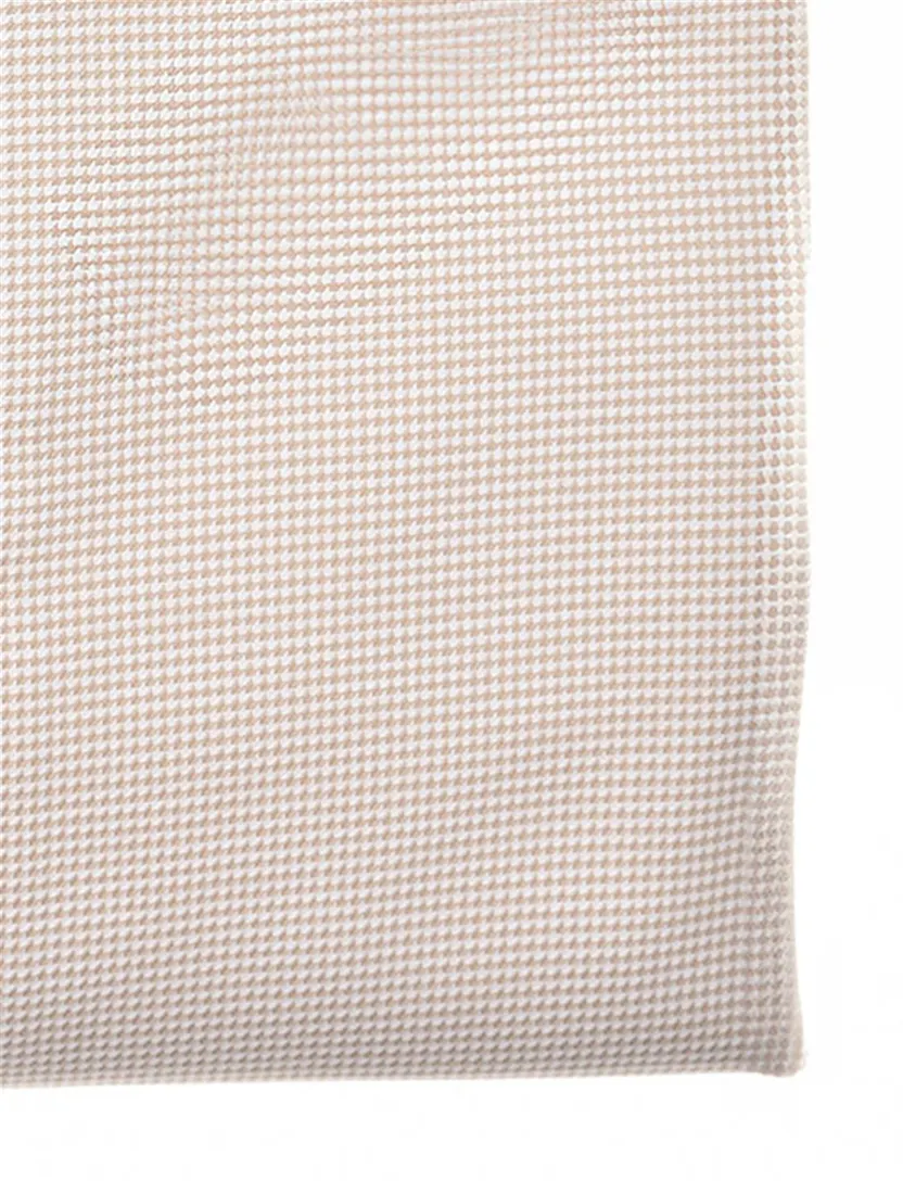 John Miller overhemd beige geprint Tailored Fit strijkvrij