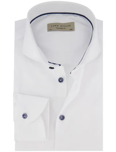 John Miller John Miller overhemd Tailored Fit wit katoen