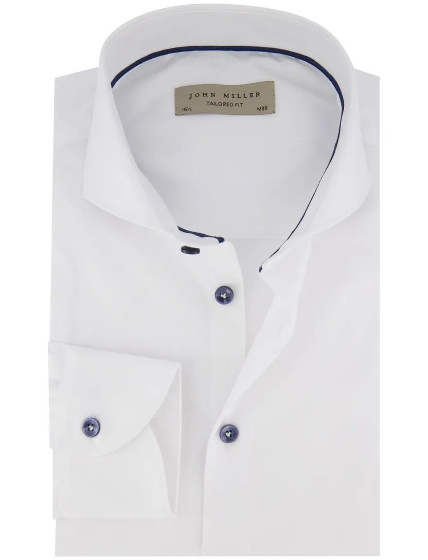 overhemd John Miller Tailored Fit wit katoen