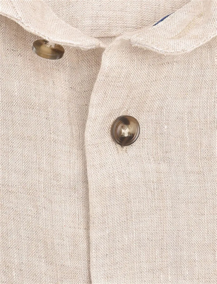 John Miller overhemd beige linnen Tailored Fit cutaway boord