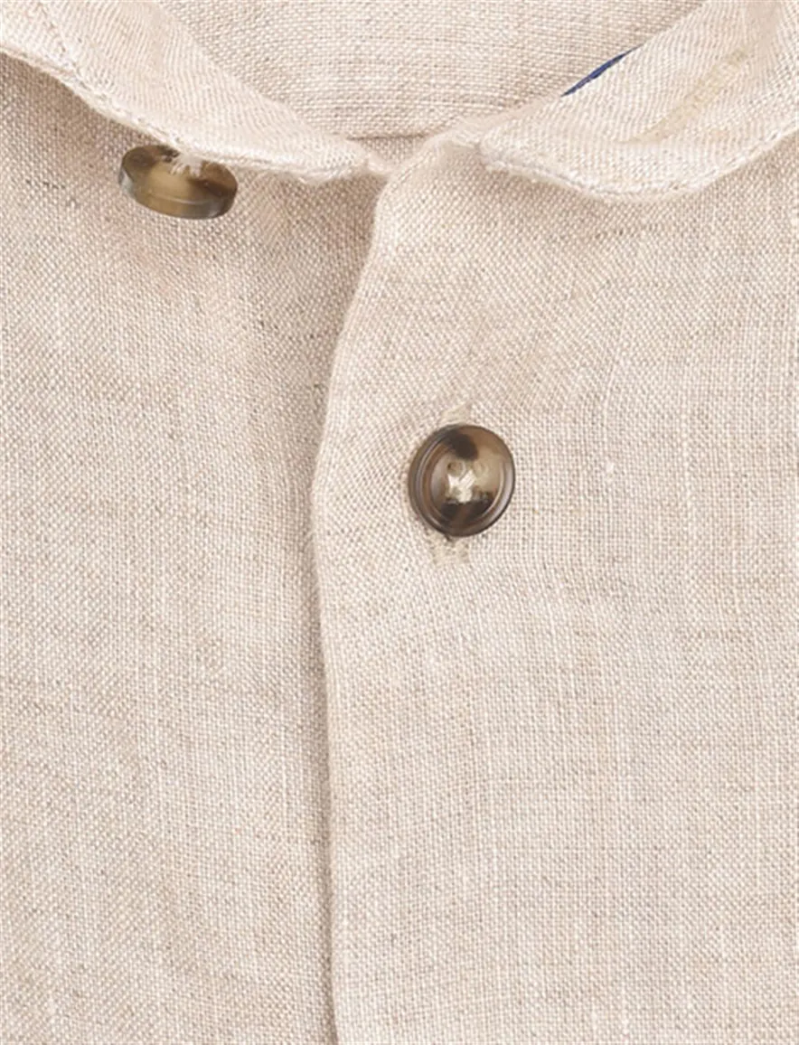 John Miller Tailored Fit overhemd beige 100% linnen