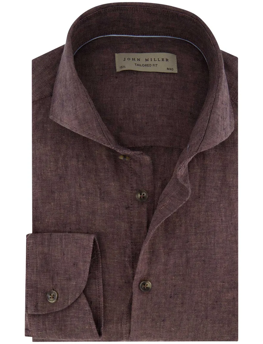 John Miller overhemd bruin tailored fit