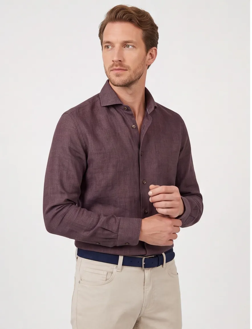 John Miller overhemd bruin tailored fit