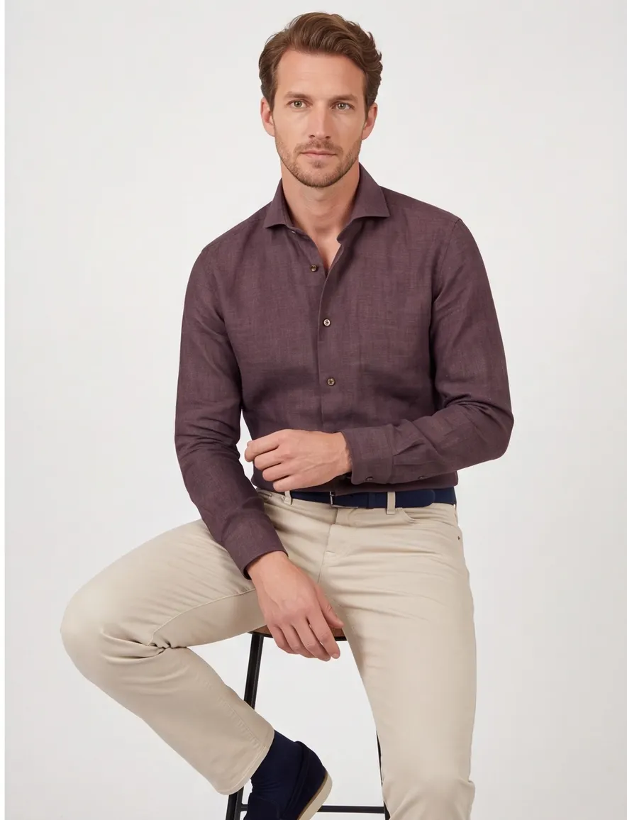 John Miller overhemd bruin tailored fit