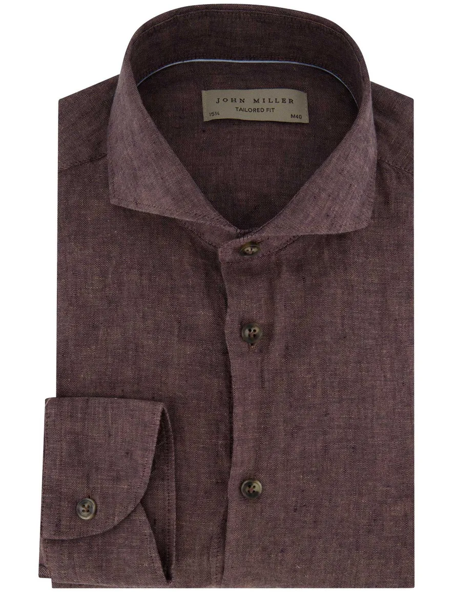 John Miller overhemd bruin tailored fit