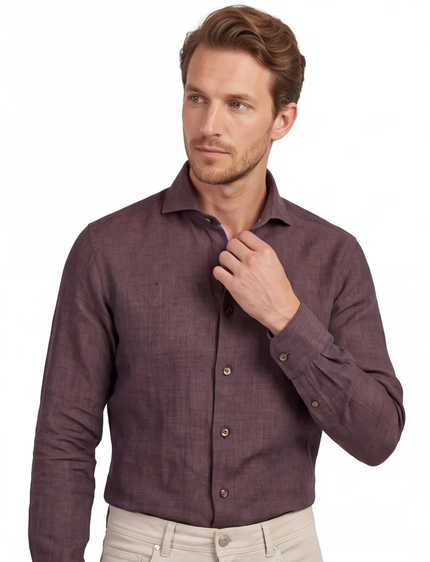 John Miller overhemd bruin tailored fit