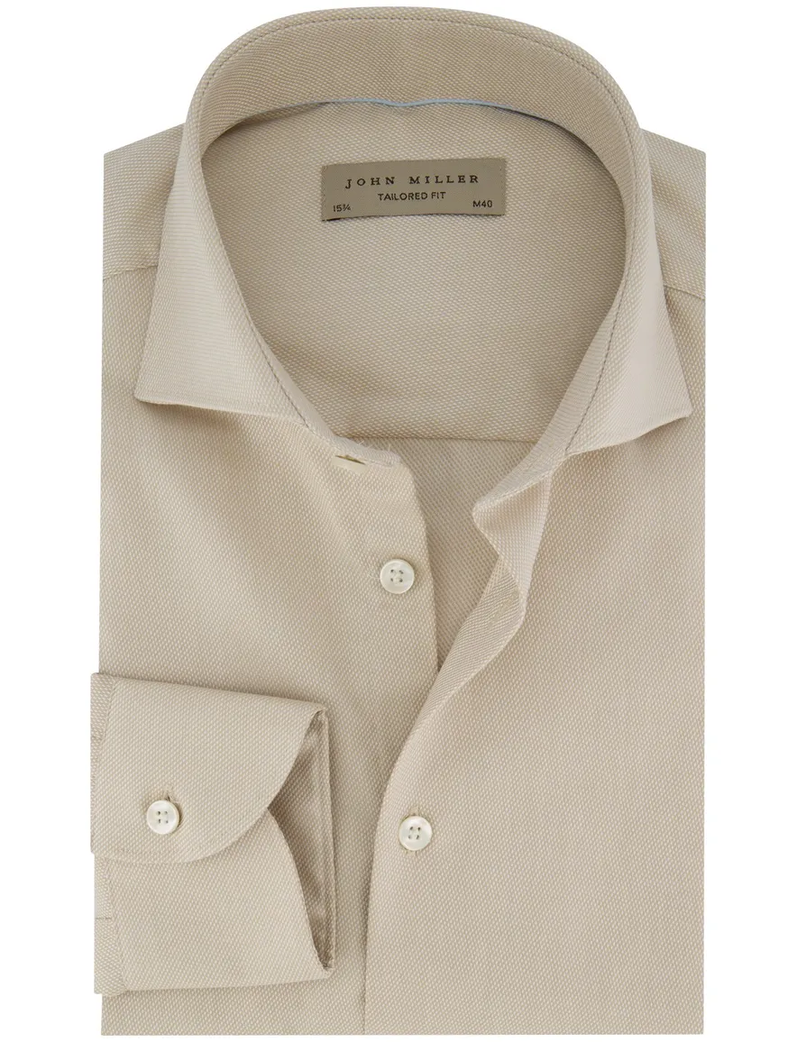 John Miller overhemd beige tailored fit