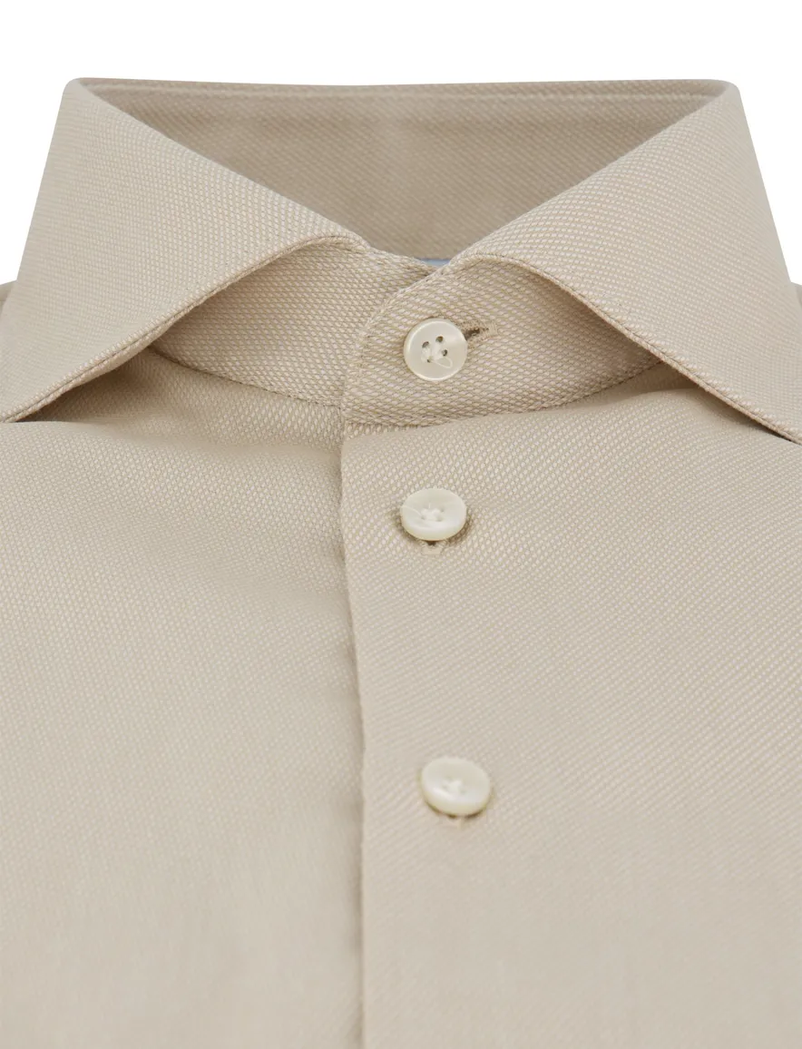 John Miller overhemd beige tailored fit