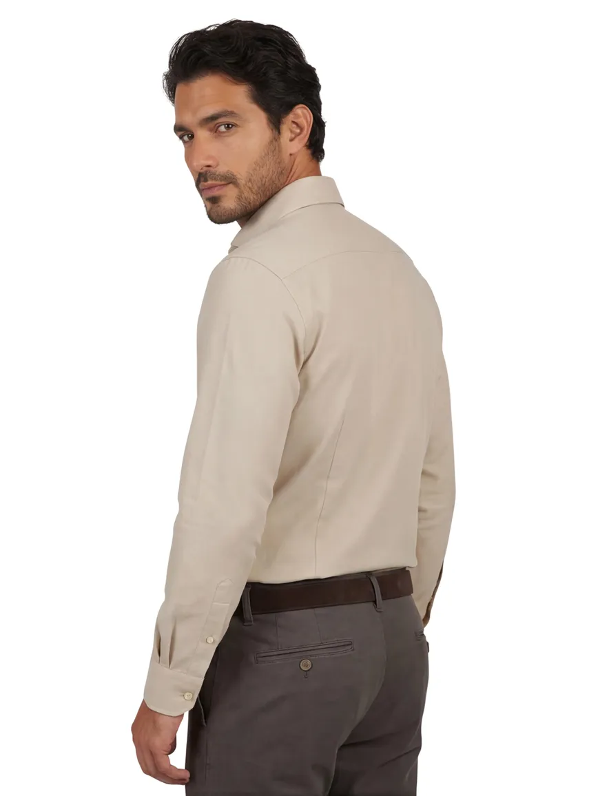 John Miller overhemd beige tailored fit