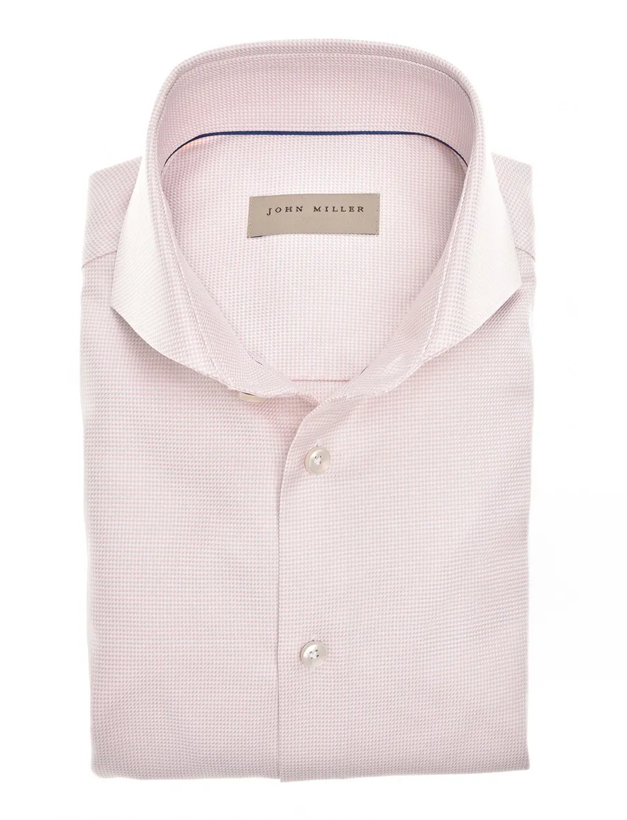 John Miller overhemd geruit roze Tailored Fit normale fit