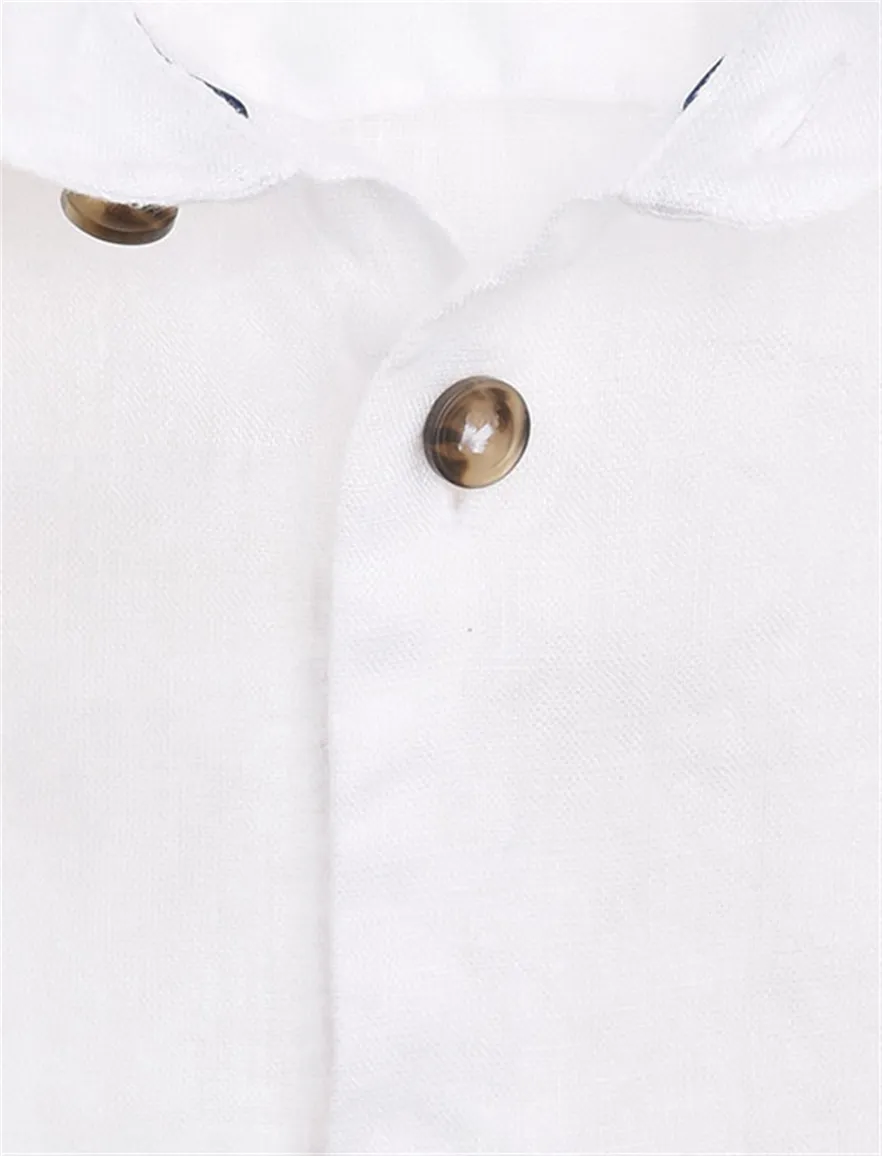 John Miller overhemd wit effen Tailored Fit cutaway boord
