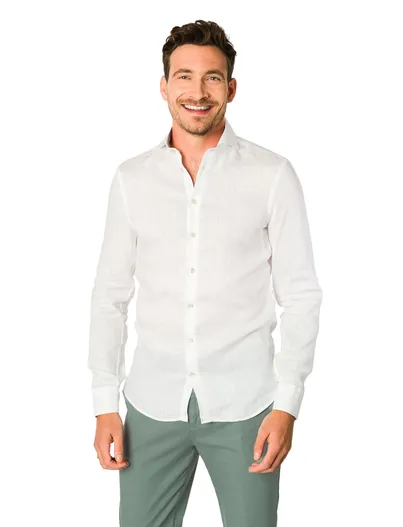 John Miller John Miller overhemd wit effen Tailored Fit cutaway boord