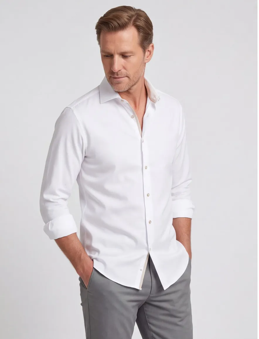 Ledub overhemd mouwlengte 7 Modern Fit wit