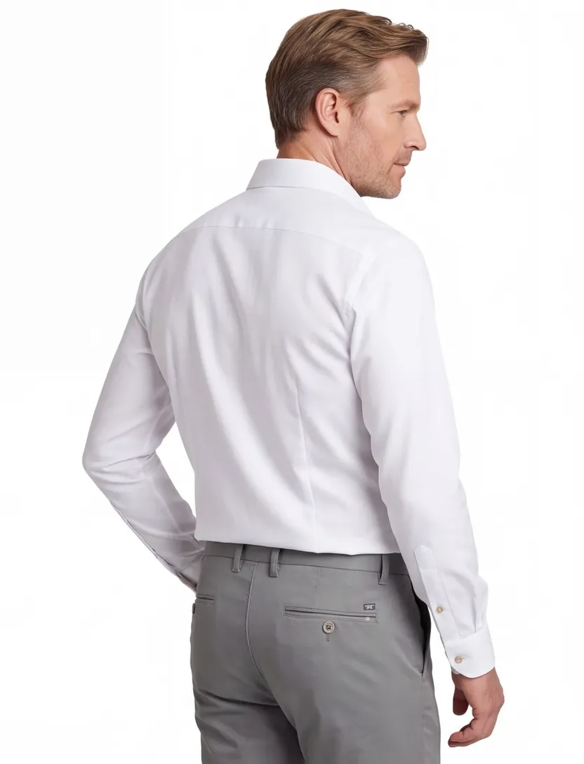 katoenen Ledub overhemd mouwlengte 7 Modern Fit wit