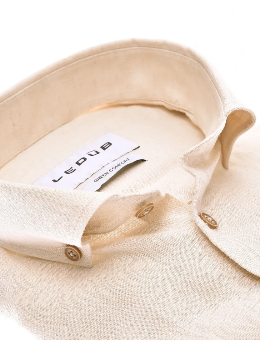 linnen Ledub overhemd mouwlengte 7 beige normale fit