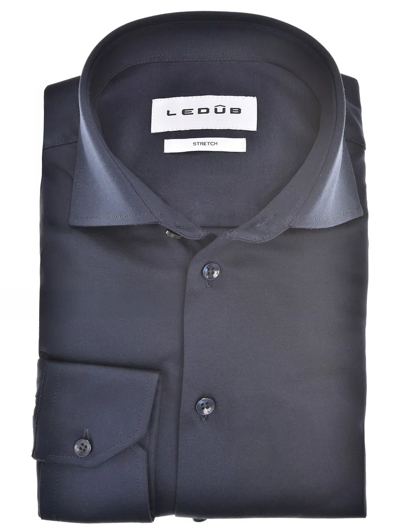 katoenen Ledub overhemd donkerblauw mouwlengte 7