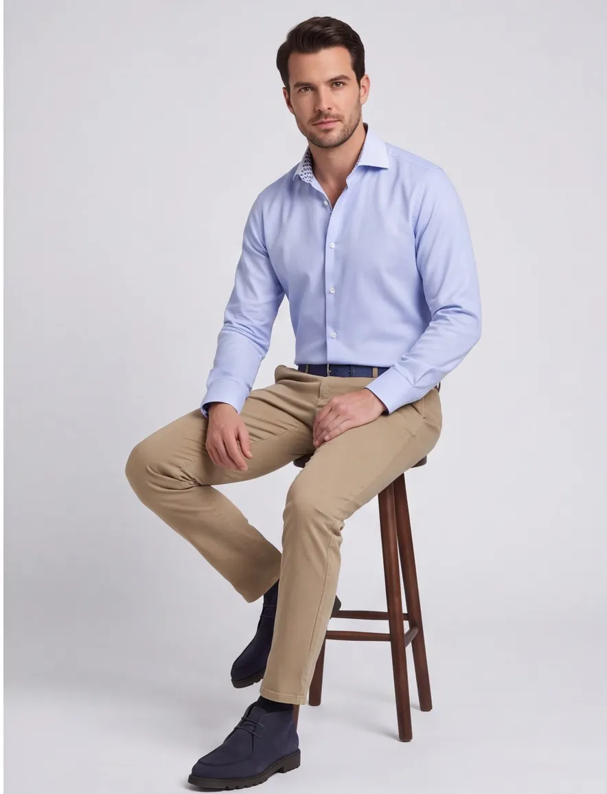 Ledub overhemd Modern Fit lichtblauw effen normale fit