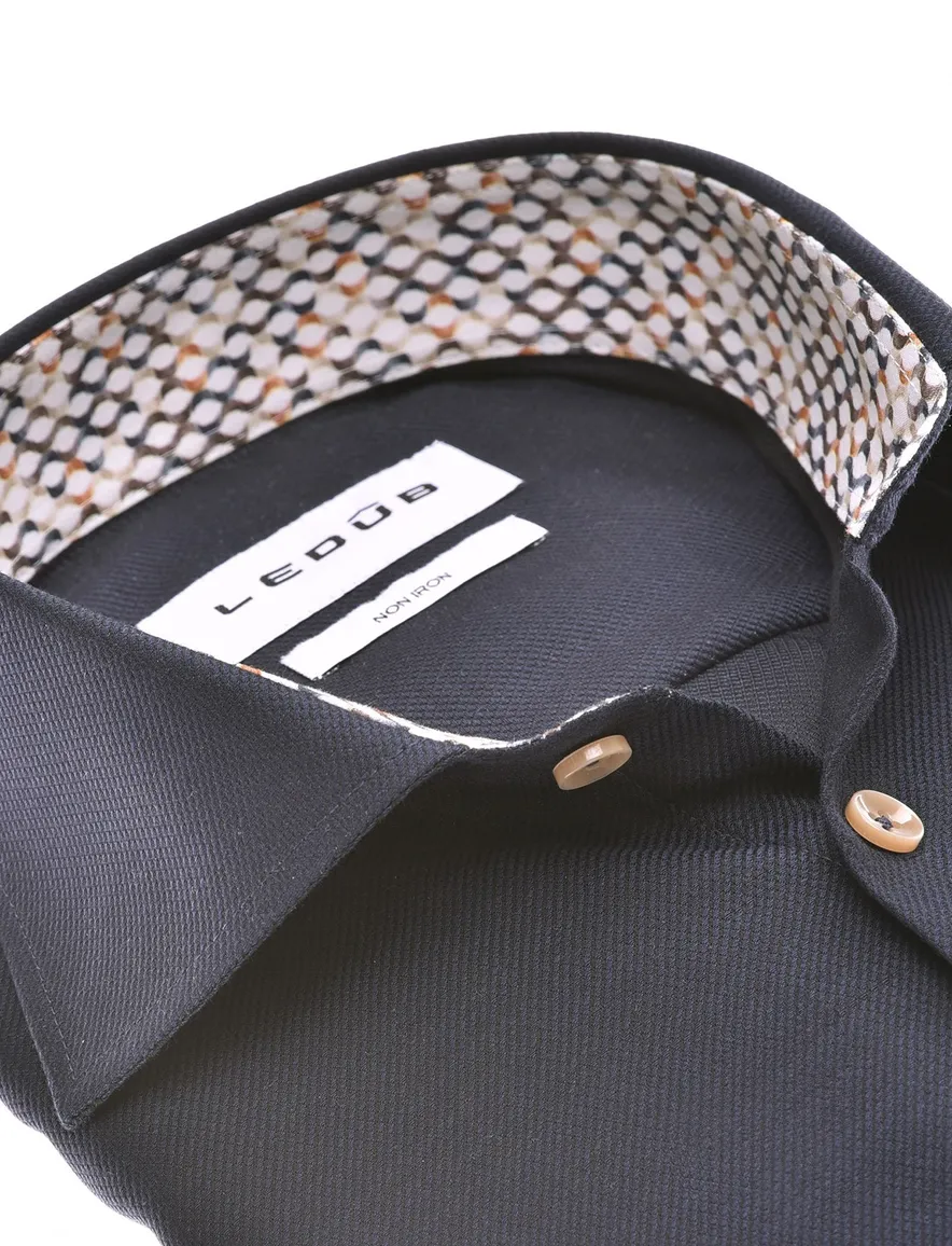 katoenen Ledub overhemd Modern Fit donkerblauw