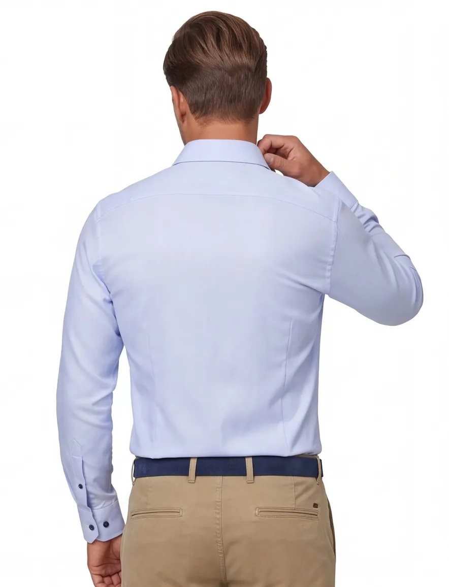 Ledub overhemd Modern Fit lichtblauw strijkvrij