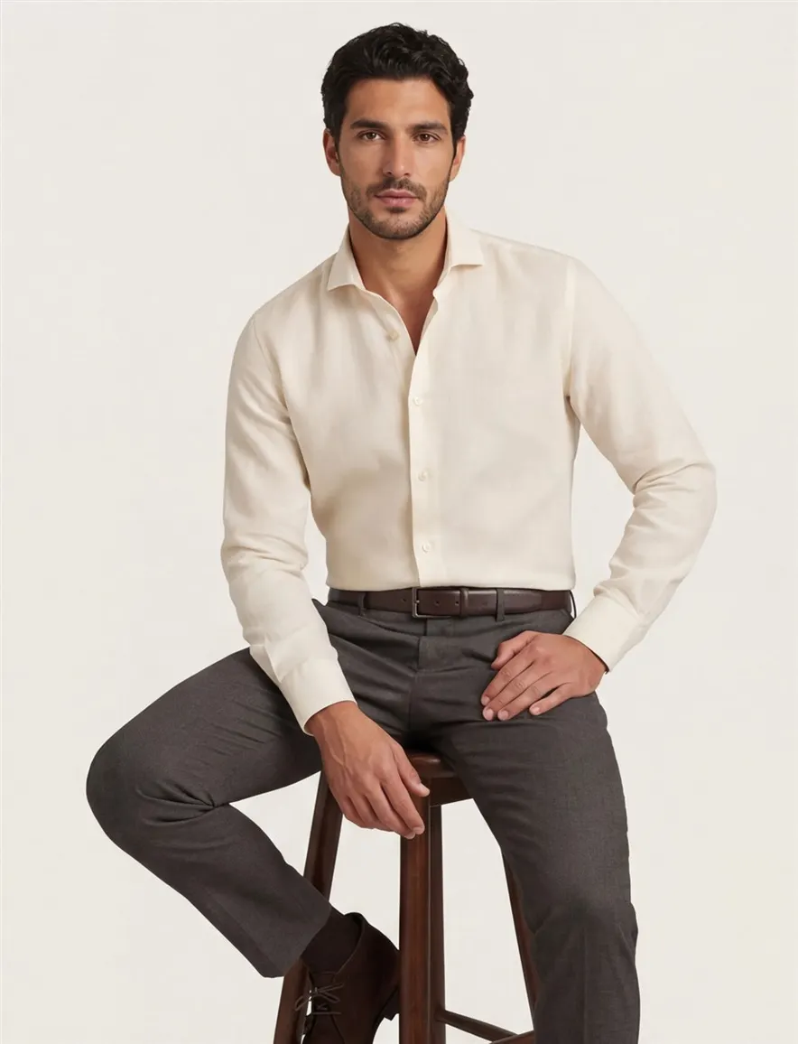 Ledub overhemd Modern Fit antiekwit