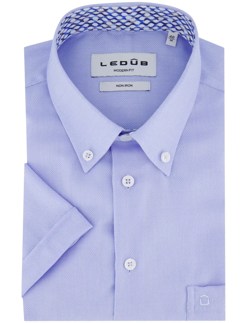 overhemd Ledub Modern Fit korte mouw lichtblauw
