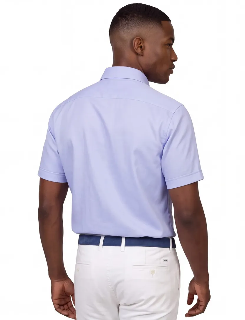 overhemd Ledub Modern Fit korte mouw lichtblauw