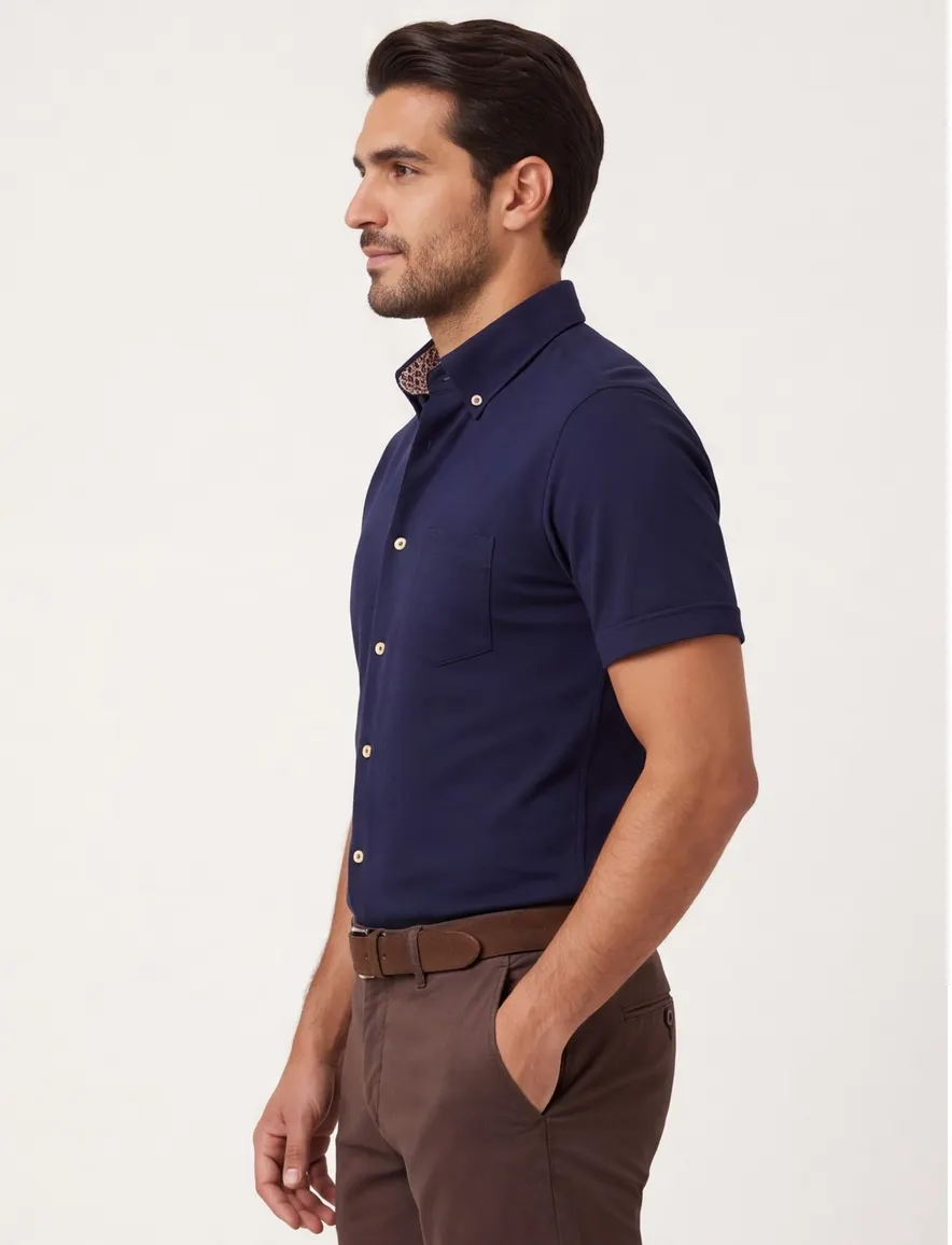 Ledub overhemd donkerblauw modern fit