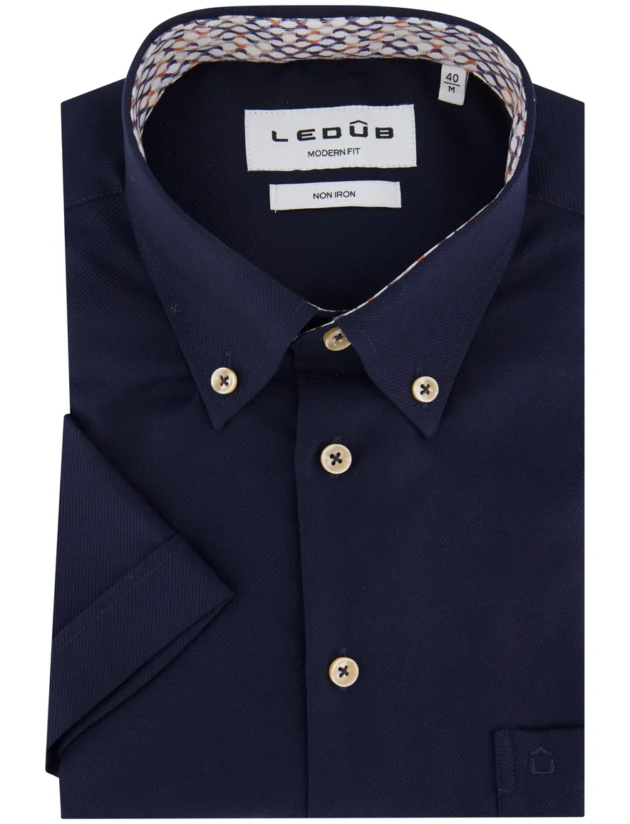 Ledub overhemd Modern Fit donkerblauw katoen