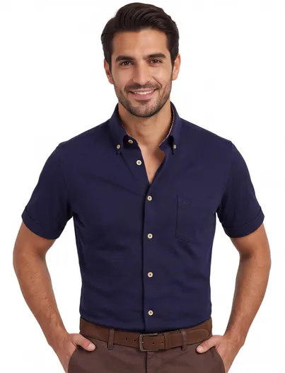 Ledub overhemd Ledub Modern Fit donkerblauw katoen