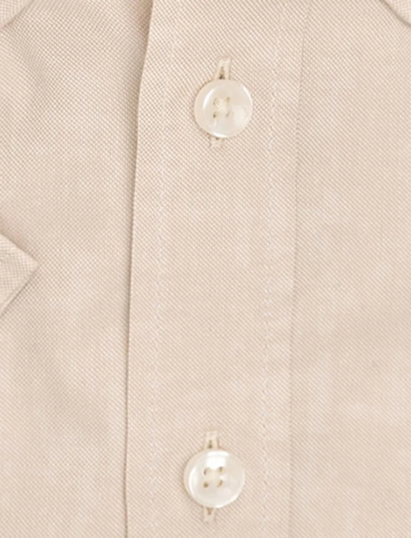katoenen Ledub overhemd korte mouw effen beige
