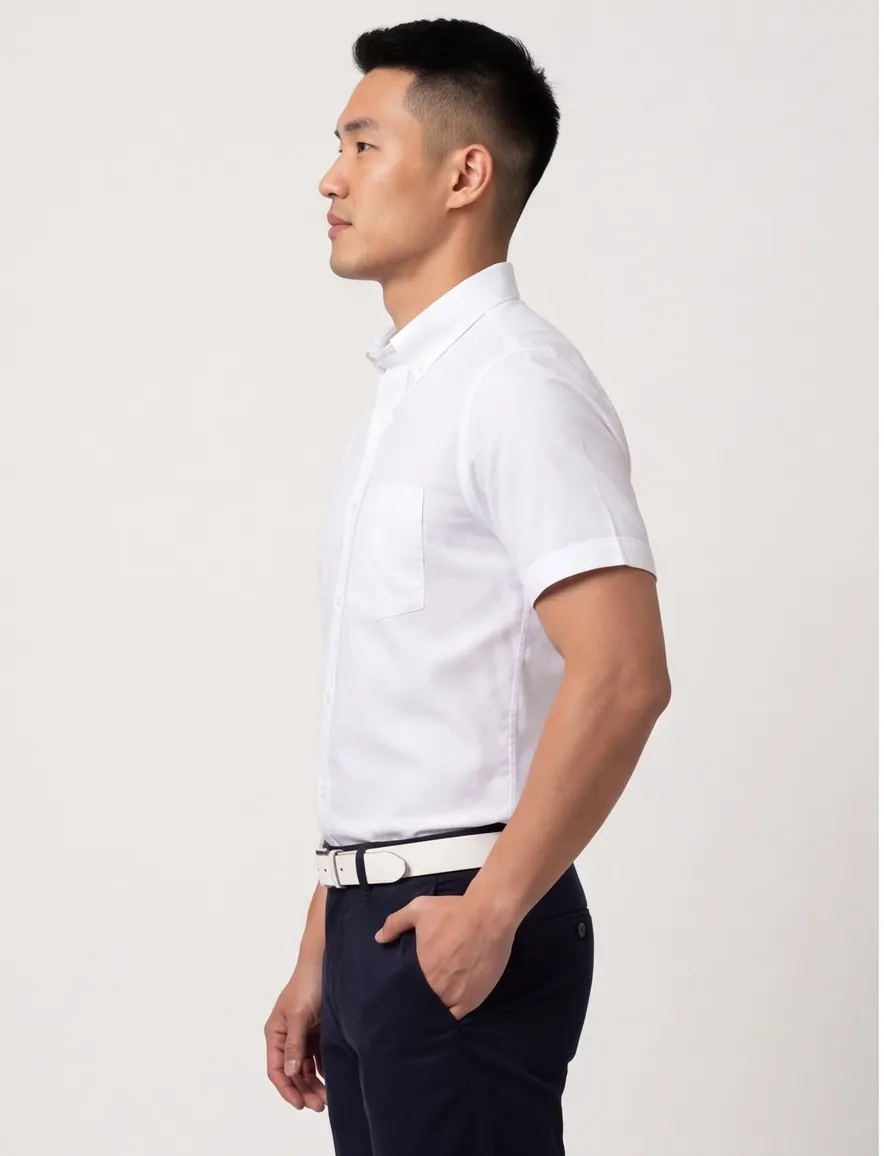 Ledub overhemd korte mouw Modern Fit wit
