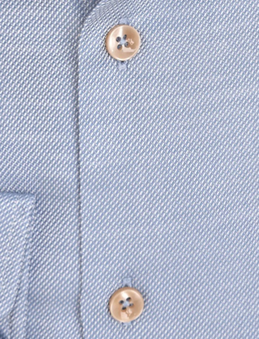 Ledub overhemd blauw effen normale fit mouwlengte 7