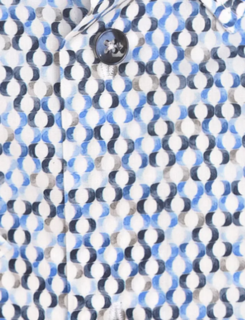 katoenen Ledub overhemd blauw geprint normale fit