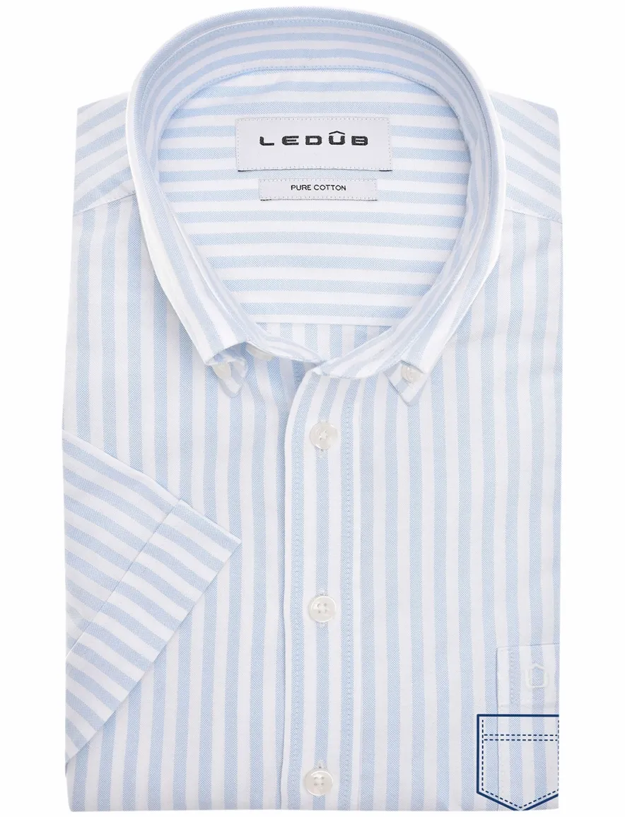 Ledub Modern Fit New overhemd korte mouw lichtblauw