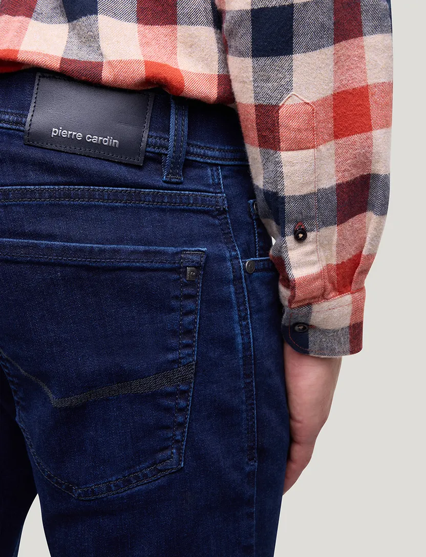 Donkerblauwe Pierre Cardin Future Flex jeans Lyon Tapered