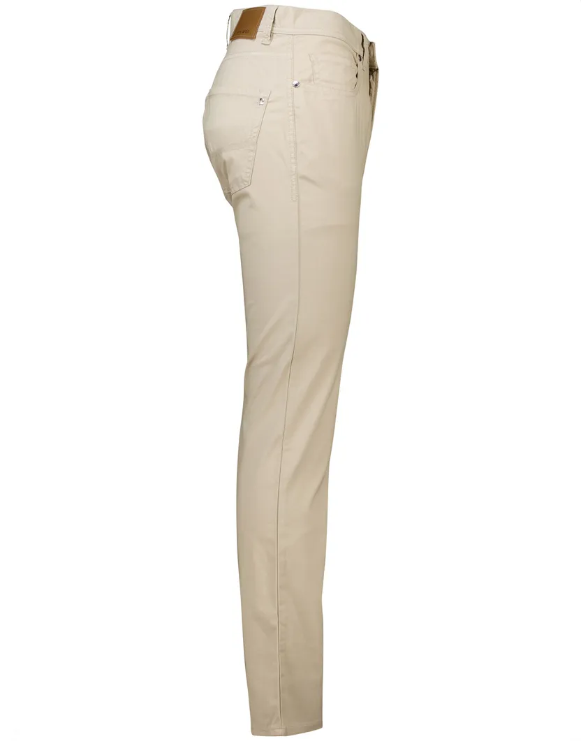 Pierre Cardin Pantalon 5-p beige effen Lyon Tapered fit