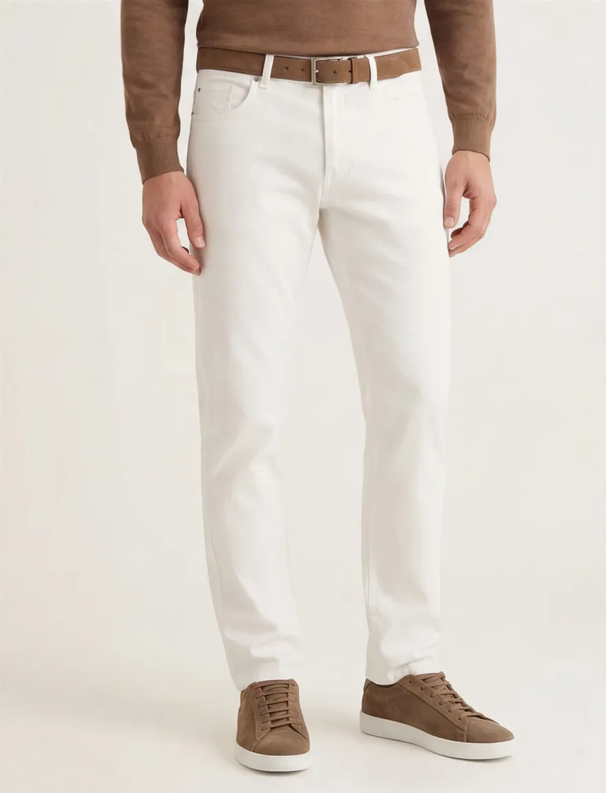 Pierre Cardin Pantalon 5-p creme Lyon Tapered fit