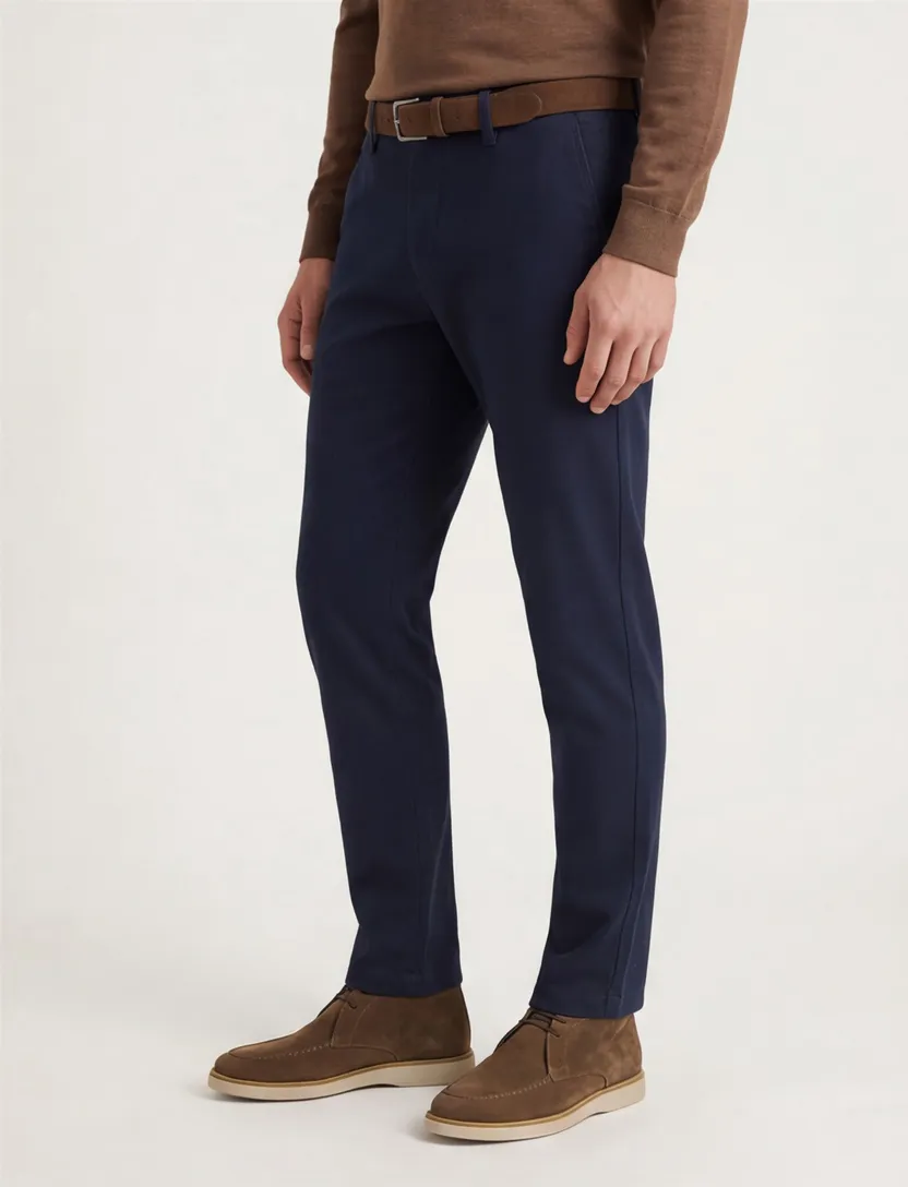 katoenen Pierre Cardin pantalon donkerblauw normale fit