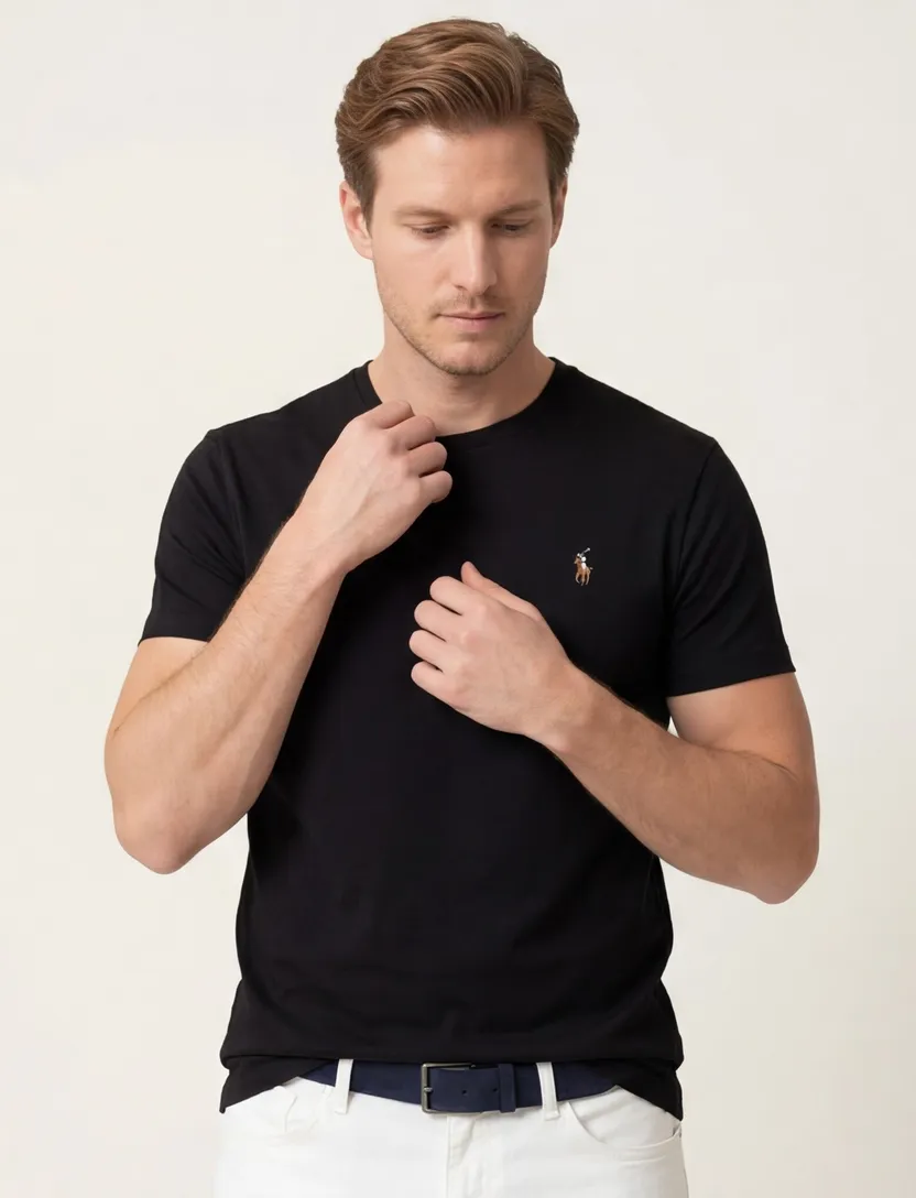 Big & Tall Polo Ralph Lauren t-shirt zwart effen