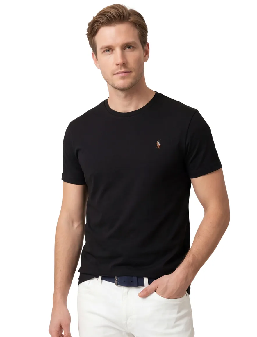 Big & Tall Polo Ralph Lauren t-shirt zwart effen