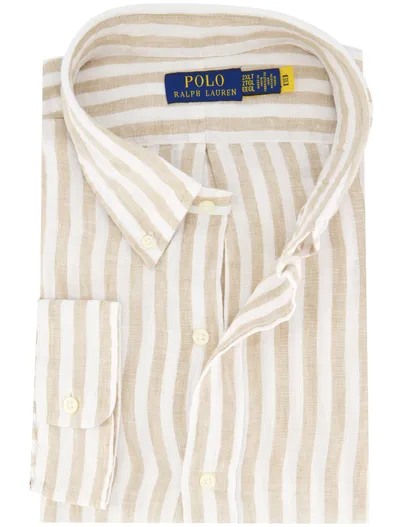 Polo Ralph Lauren Polo Ralph Lauren overhemd beige wit gestreept linnen