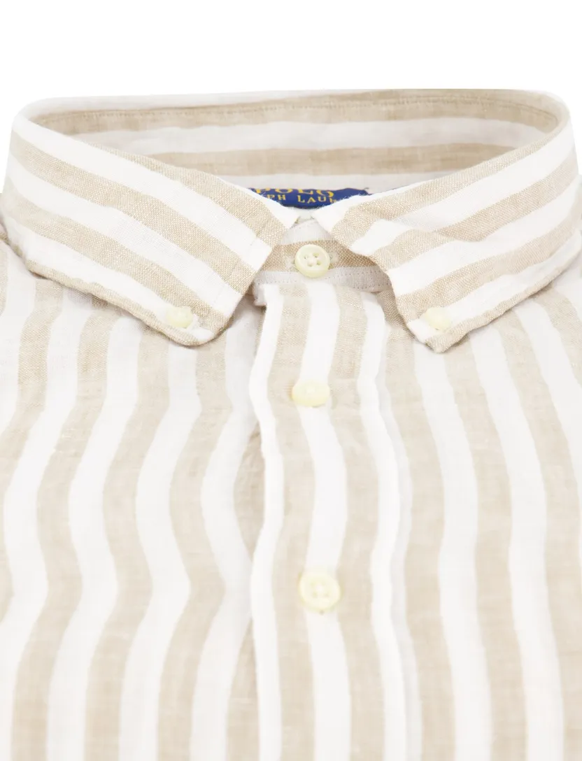 overhemd Polo Ralph Lauren beige wit gestreept linnen