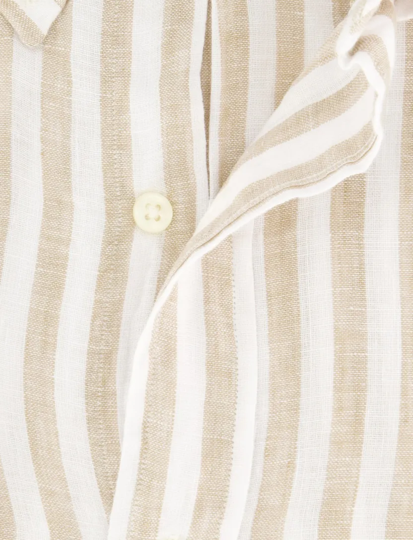 overhemd Polo Ralph Lauren beige wit gestreept linnen