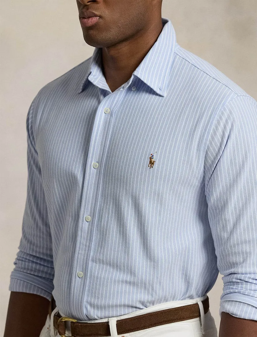 Polo Ralph Lauren Big & Tall knitted overhemd blauw gestreept