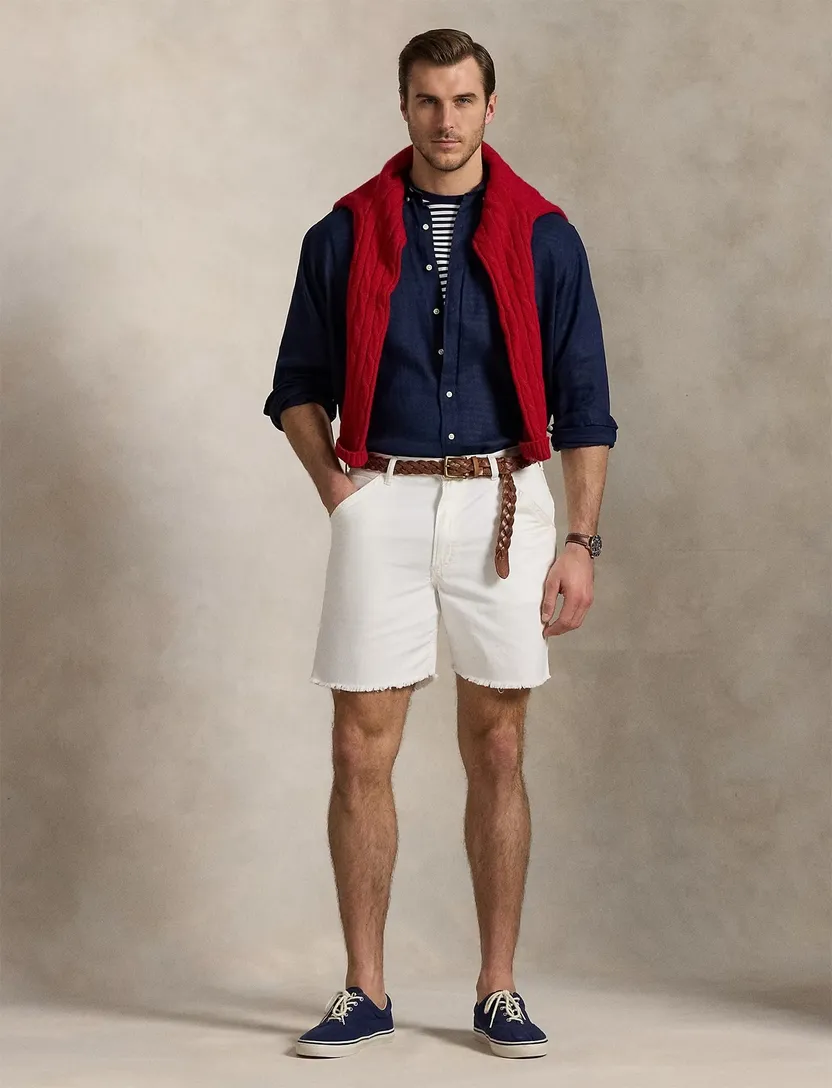Polo Ralph Lauren overhemd Big & Tall donkerblauw linnen