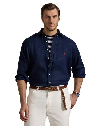 Polo Ralph Lauren Polo Ralph Lauren Big & Tall overhemd donkerblauw linnen