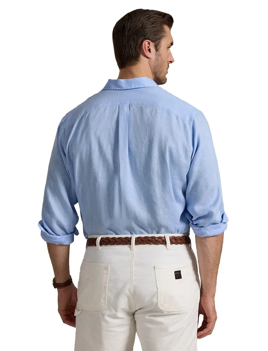 Polo Ralph Lauren overhemd Big & Tall blauw linnen