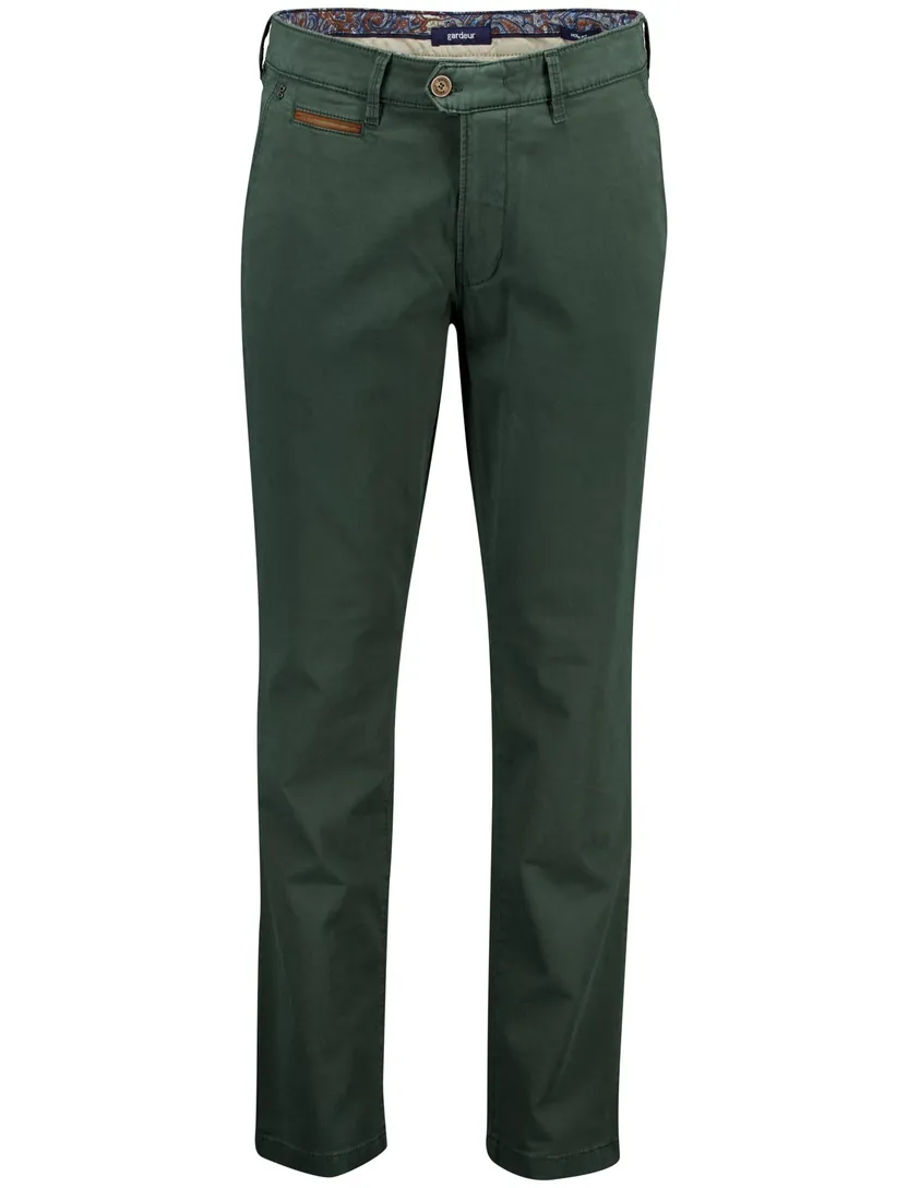 Gardeur Pantalon groen modern fit katoen