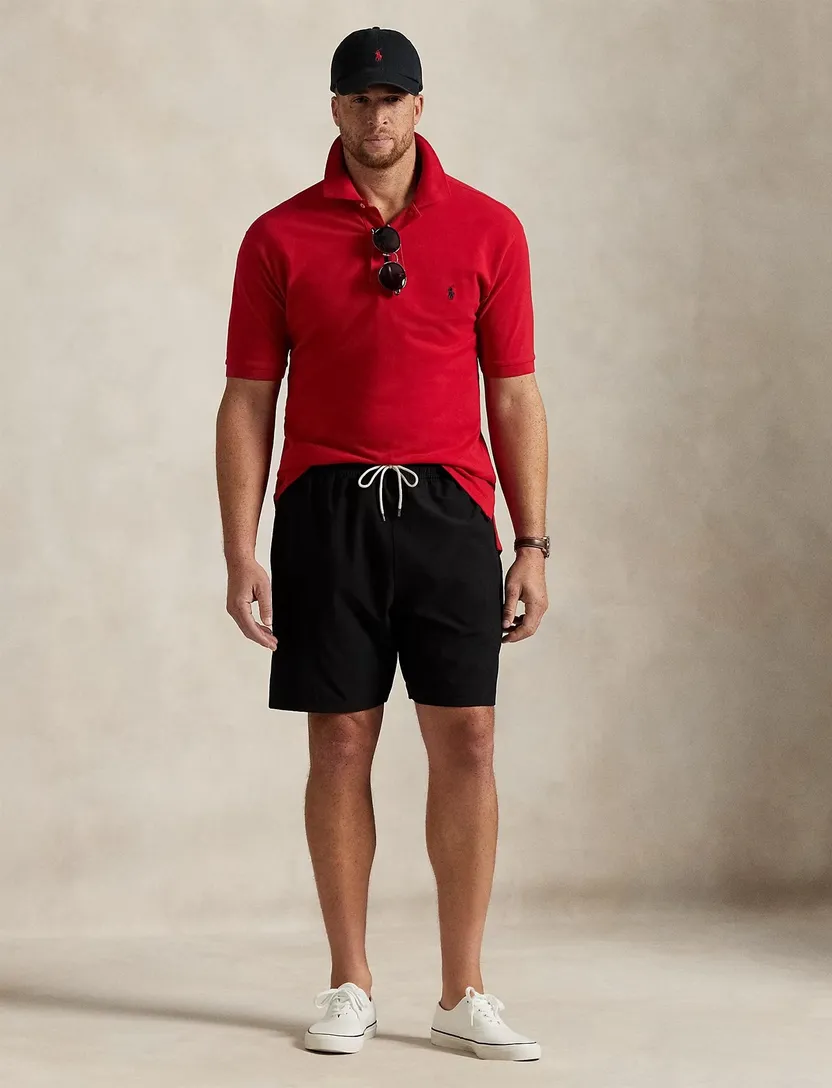 Zwarte met rode logo zwemshort Polo Ralph Lauren Big & Tall