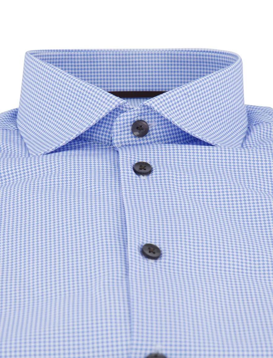 Ledub Green Comfort overhemd blauw geprint Slim Fit
